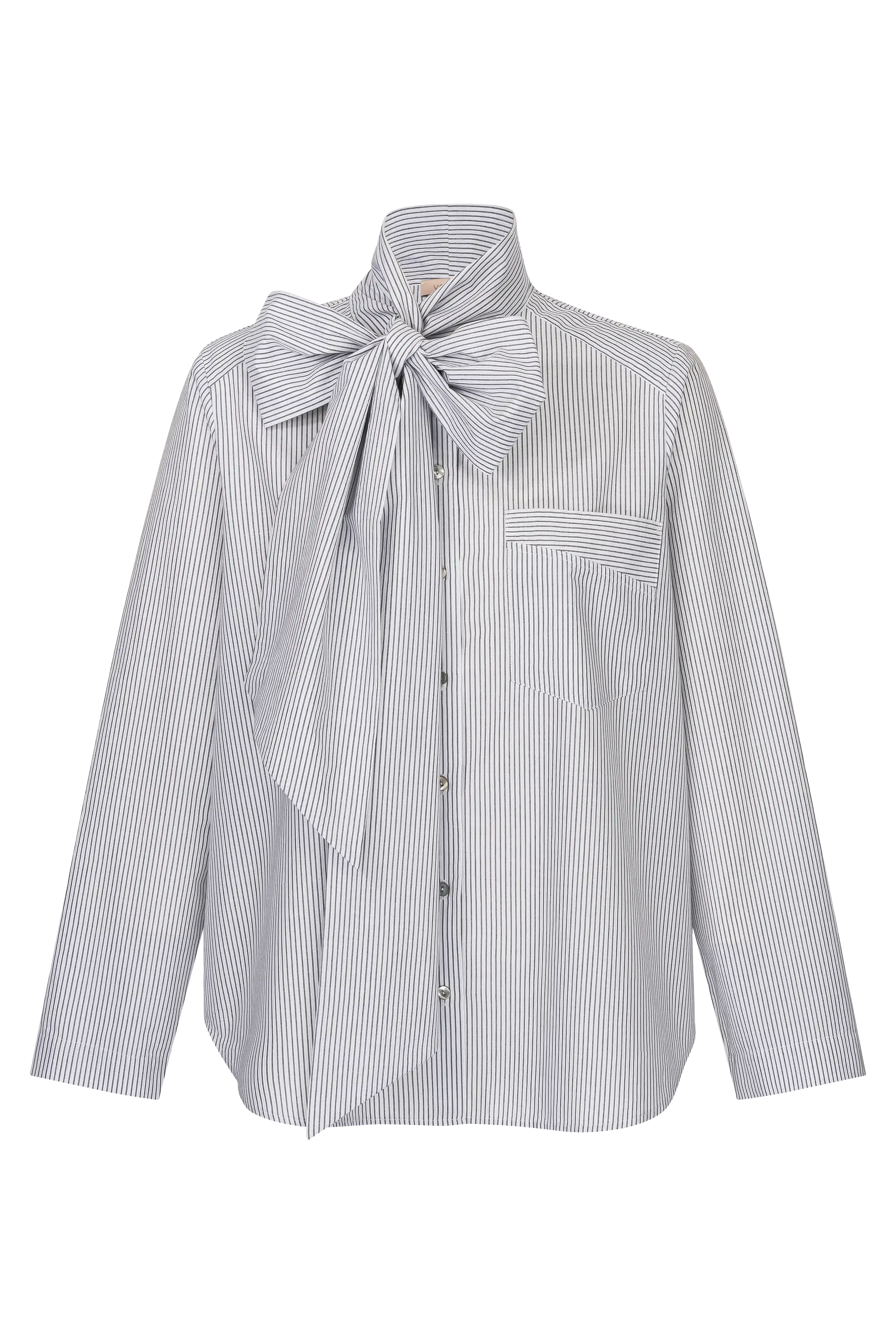 Hemdbluse mit Schalkragen graugestreift VON&ZU