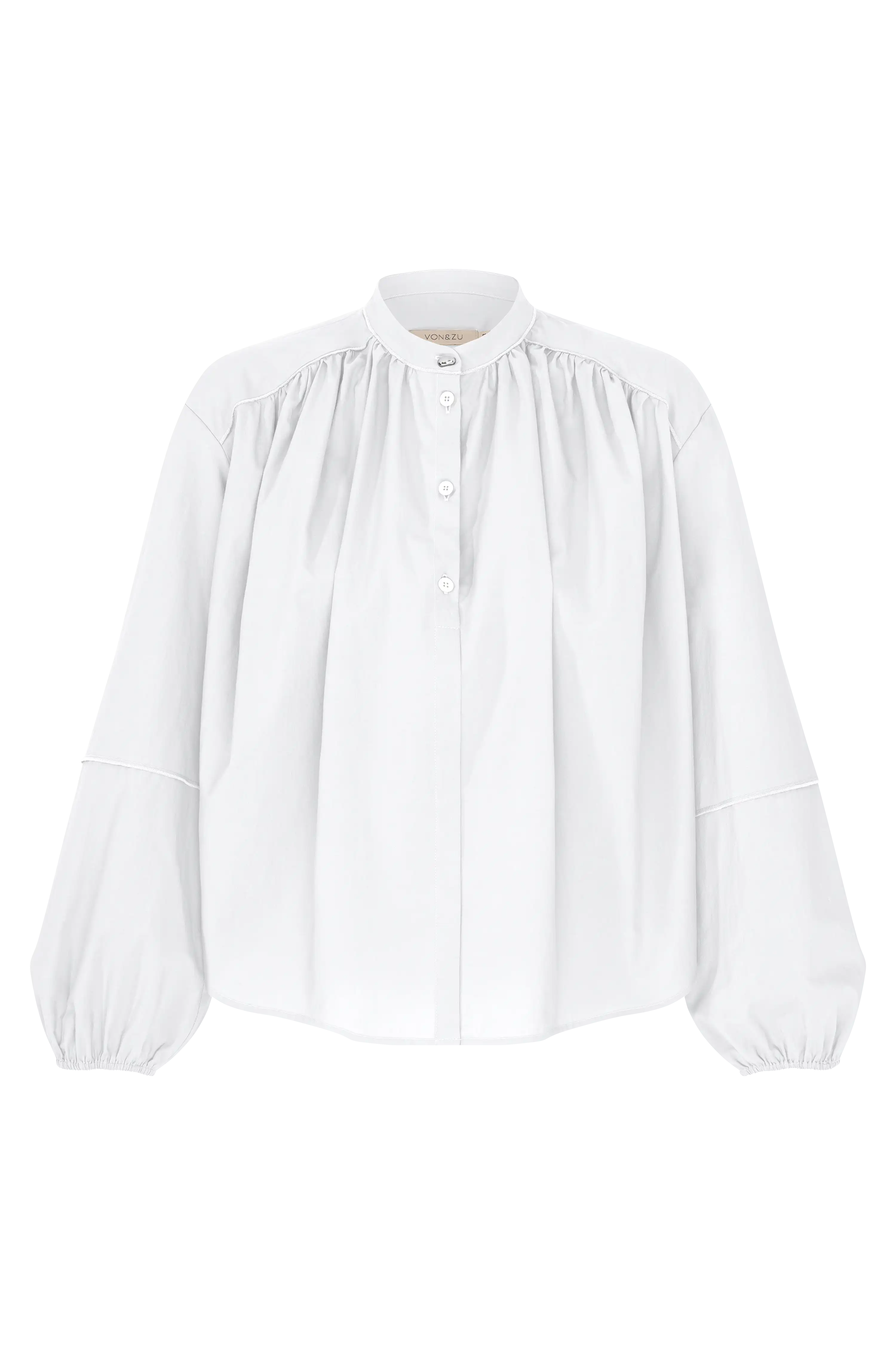 Popelinebluse mit Stehkragen