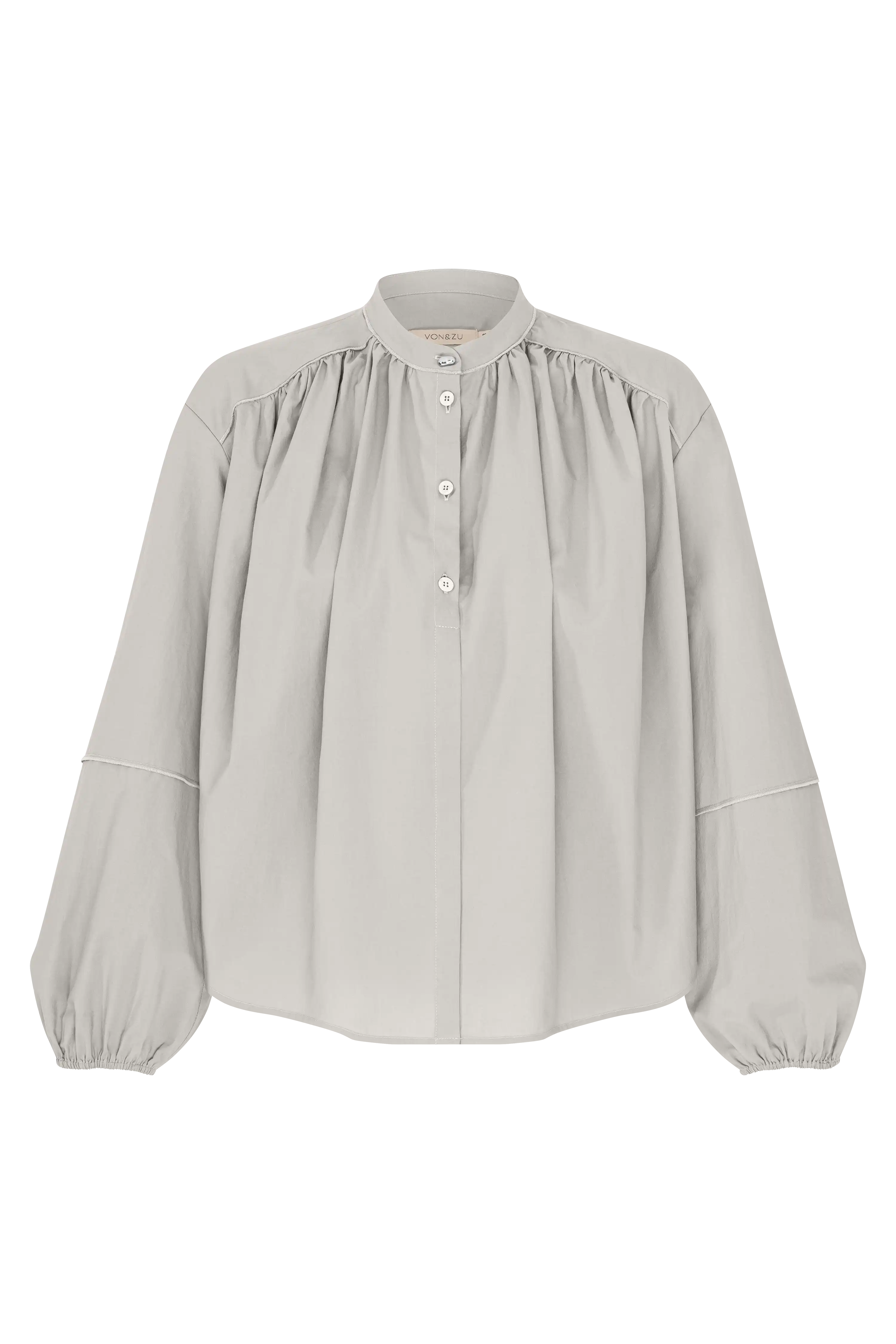 Popelinebluse mit Stehkragen