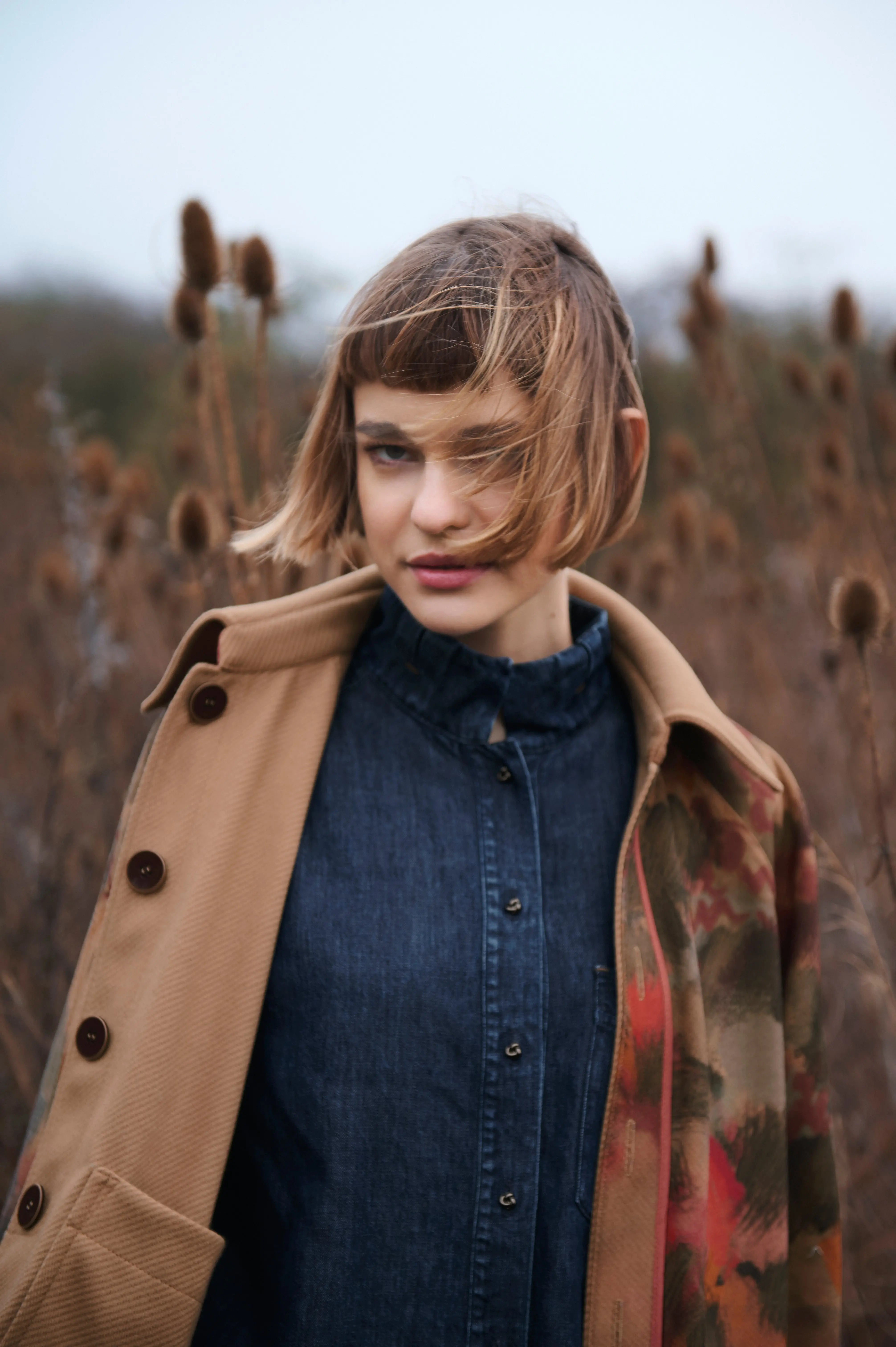 Denimbluse mit Stehkragen VON&ZU