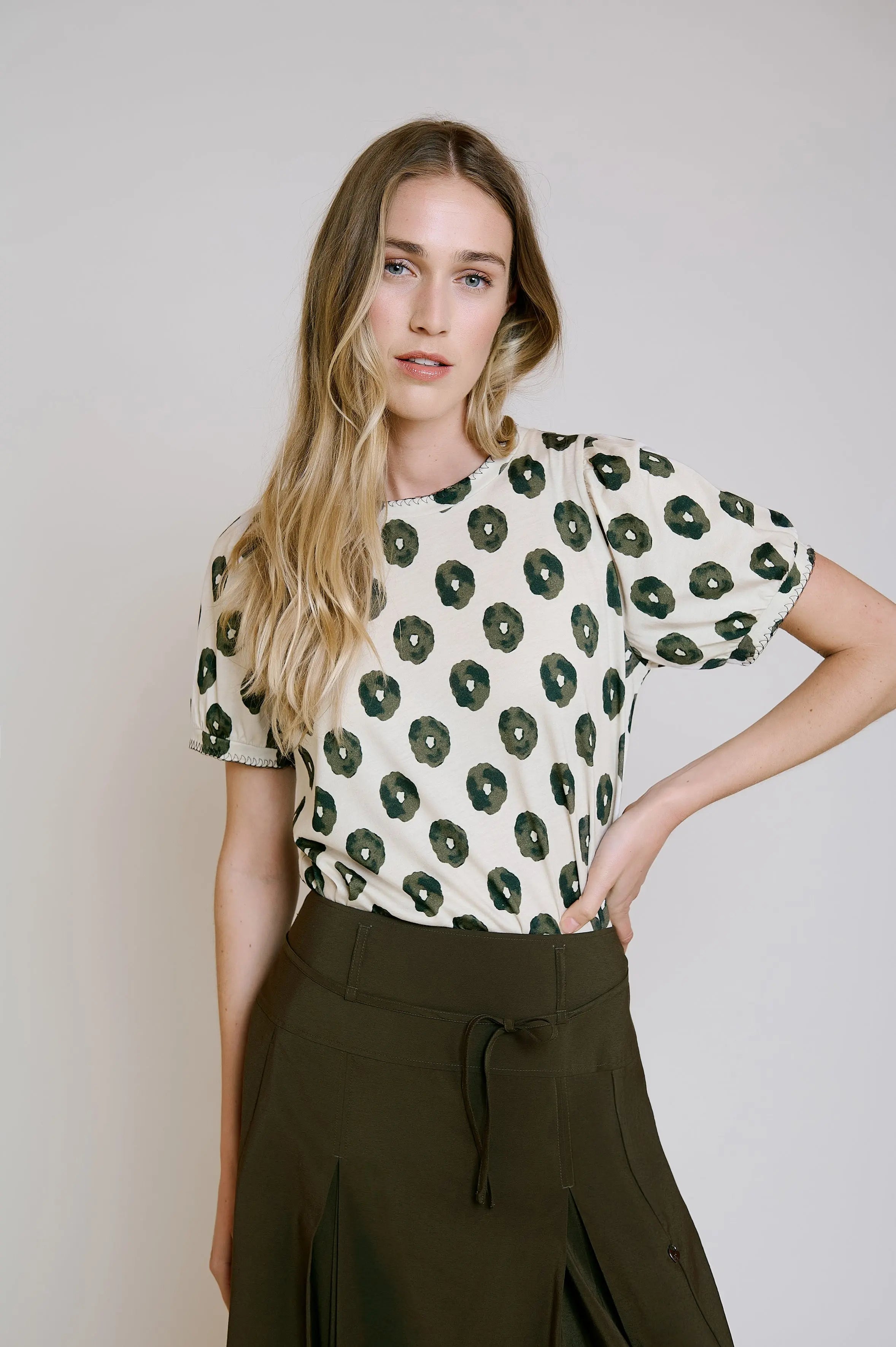 T-shirt mit Puffärmeln mit Print VON&ZU